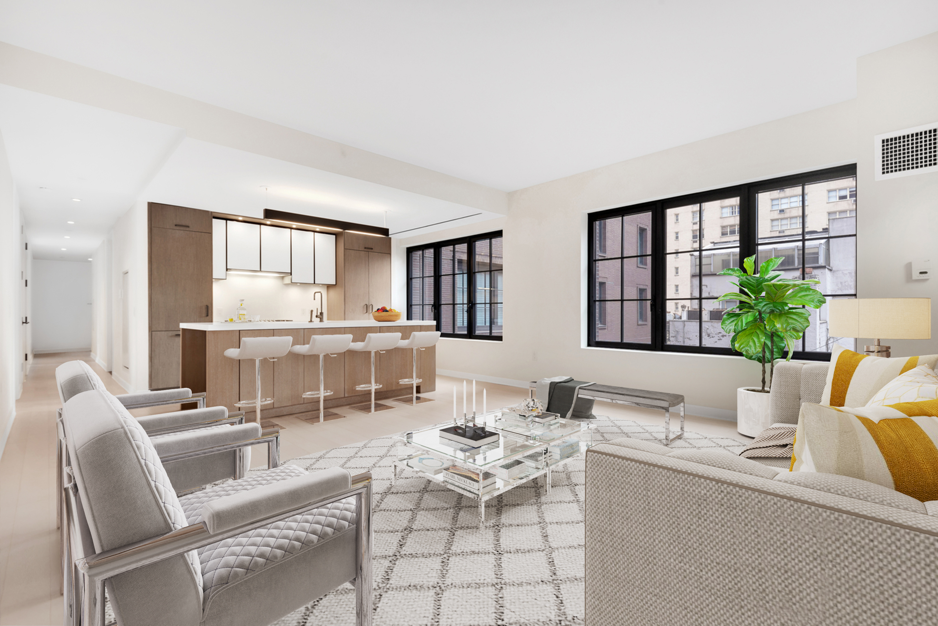 959 1st Avenue, Unit 6P Manhattan, NY 10022 - Photo 3 of 12 a living room with furniture and a large window