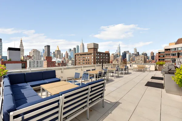 a view of a terrace with sitting area