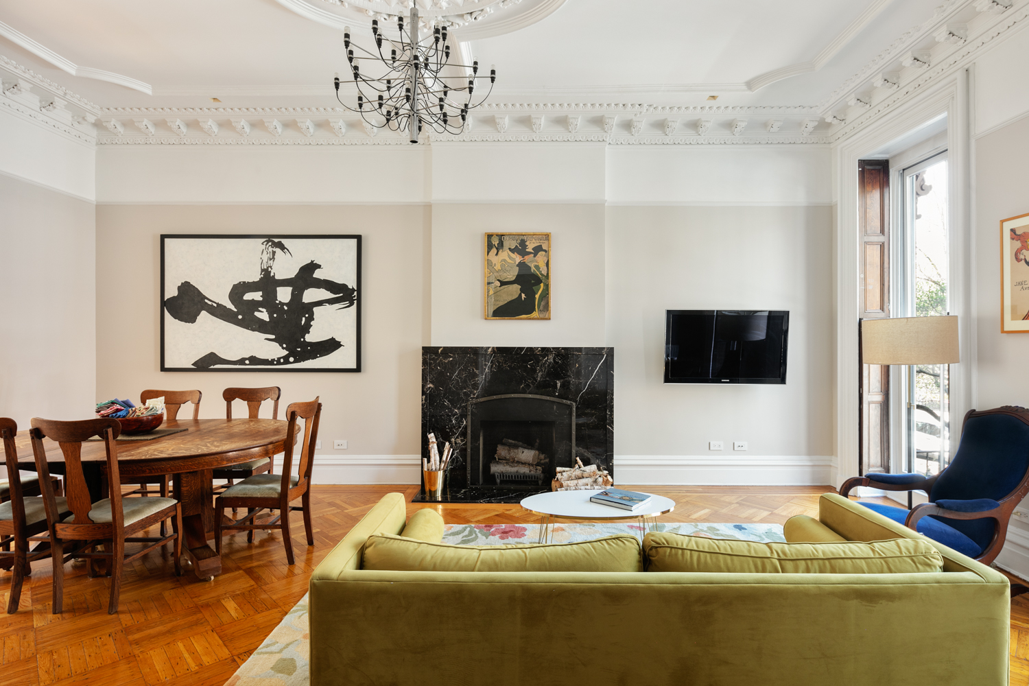 380 3rd Street, Unit PARLOR Brooklyn, NY 11215 - Photo 3 of 19 a living room with furniture and a fireplace