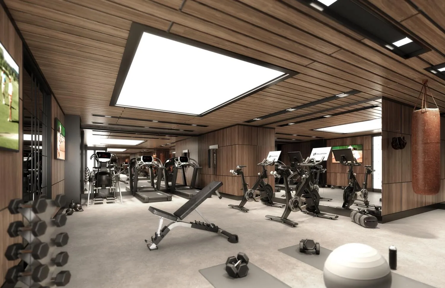 a view of a room with gym equipment
