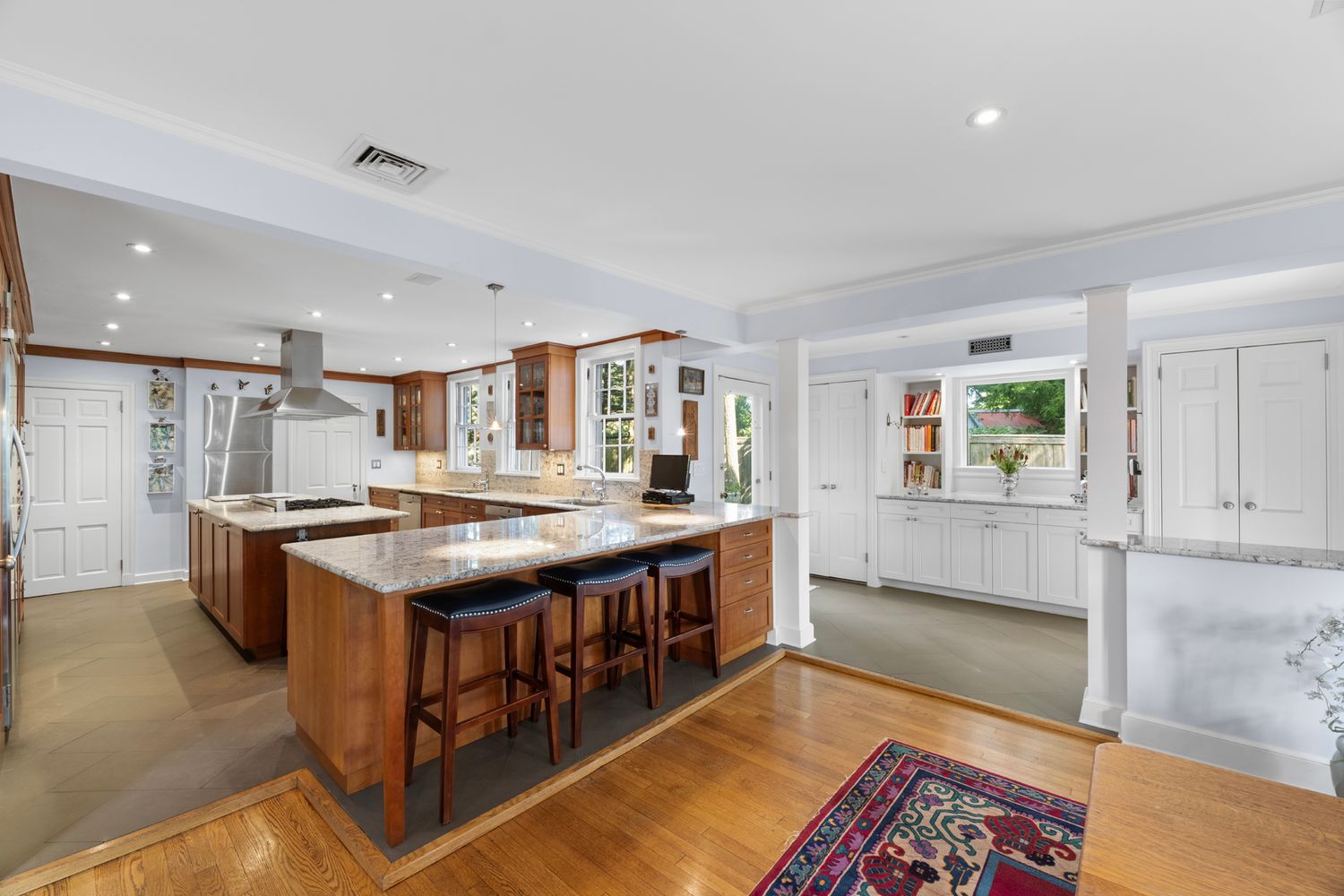 a kitchen with a stove and a sink
