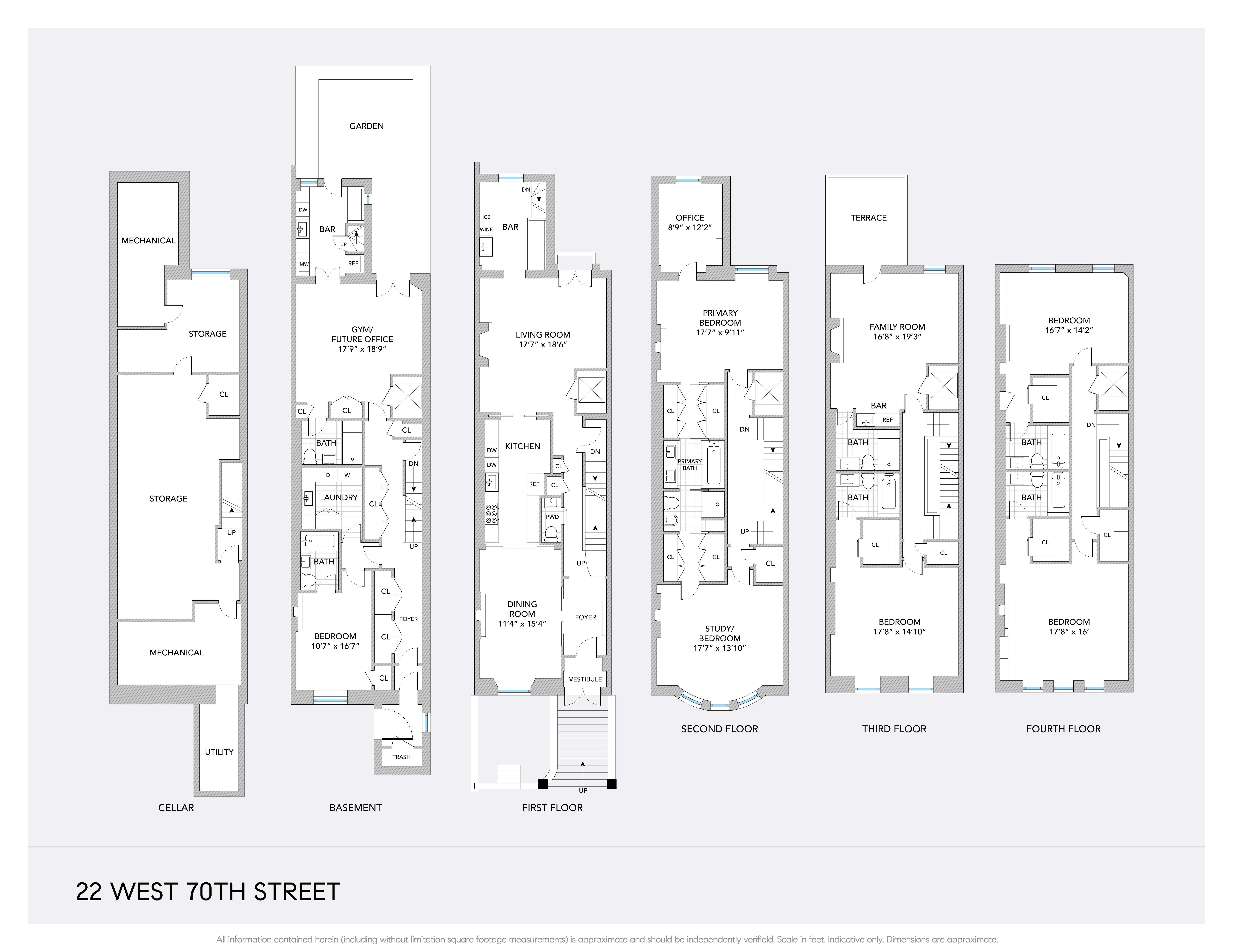 22 West 70th Street Manhattan, NY 10023 - Photo 12 of 12 a black and white photo of a living room