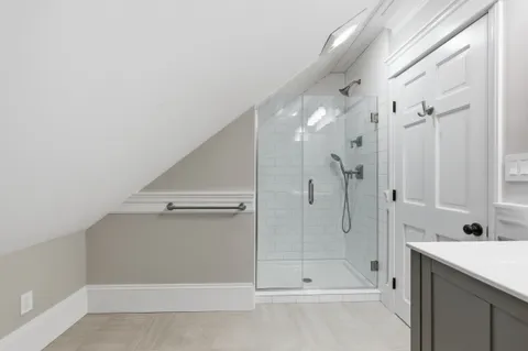 a bathroom with a shower