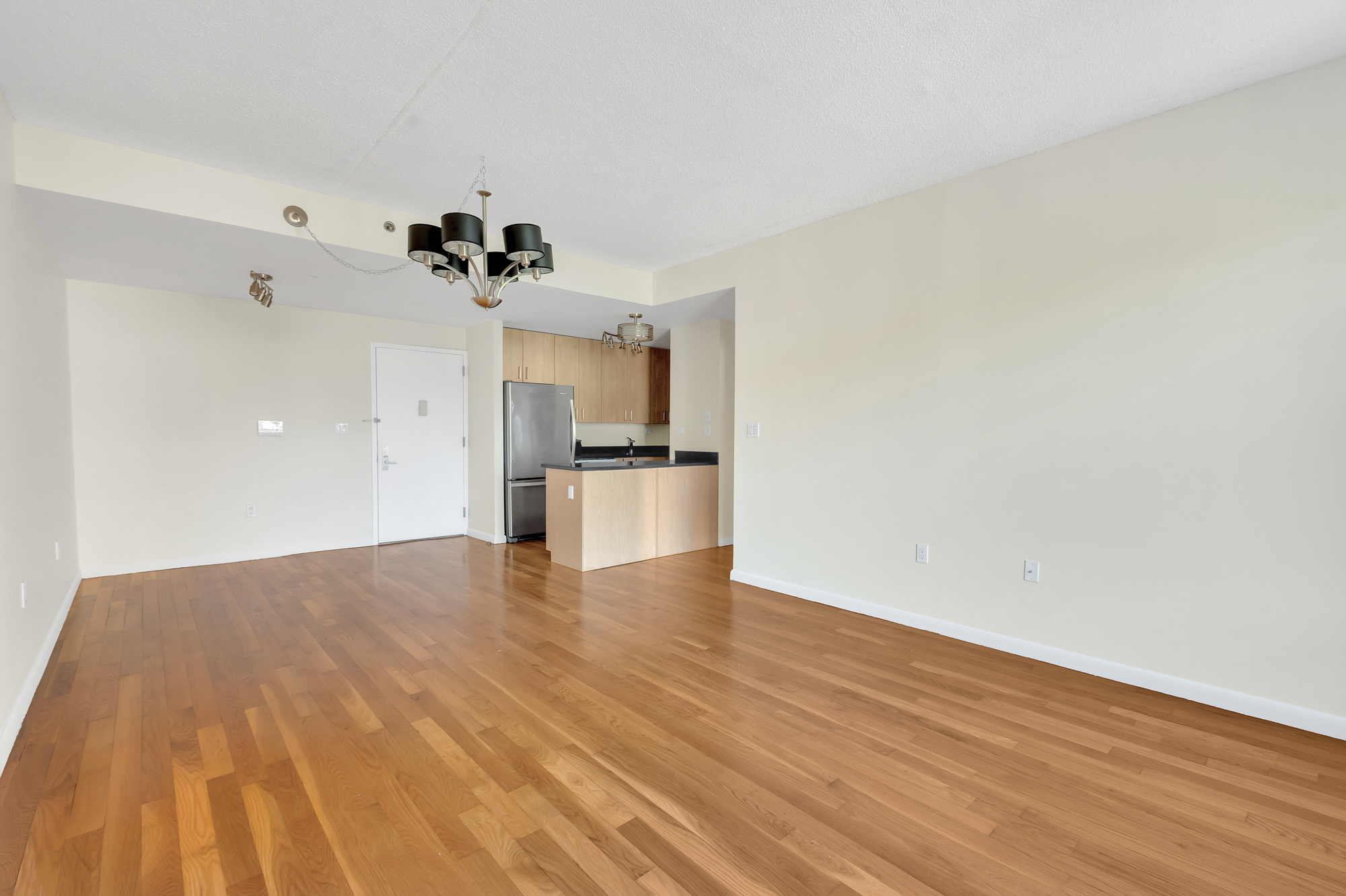 736 West 187th Street, Unit 502 Manhattan, NY 10033 - Photo 2 of 11 a view of empty room with wooden floor and kitchen view