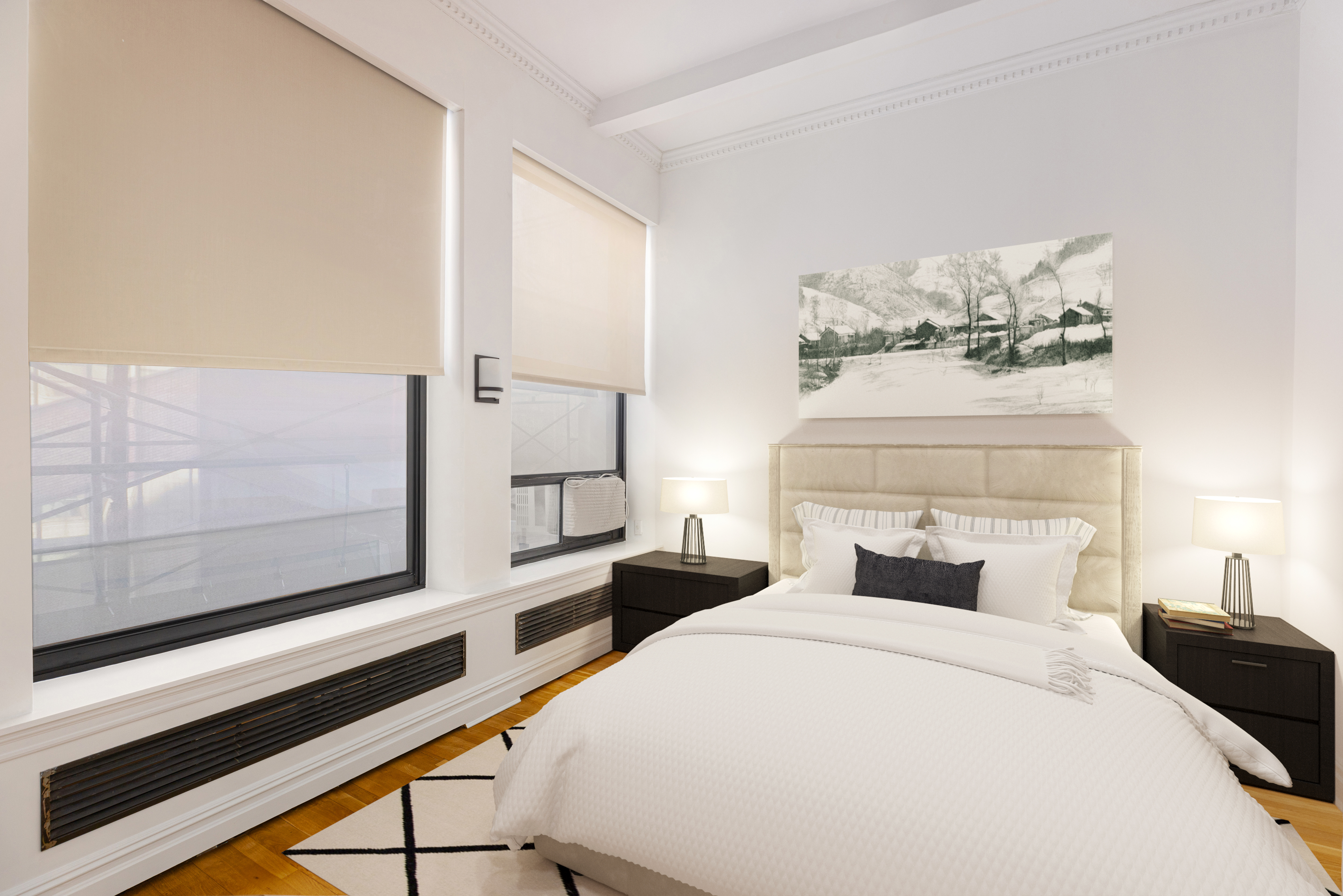 250 Mercer Street, Unit B203 Manhattan, NY 10012 - Photo 3 of 19 a bedroom with a bed and window