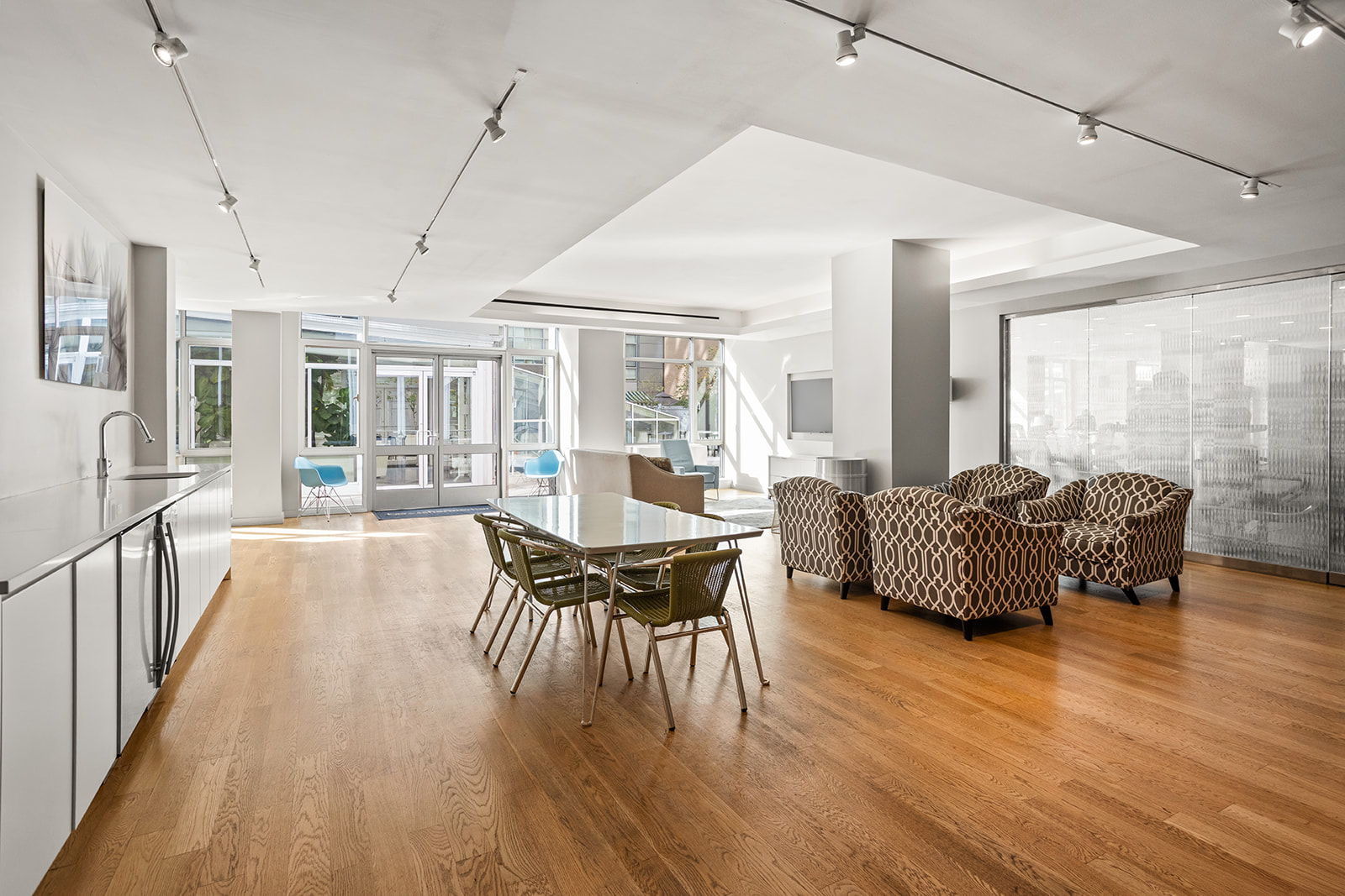 189 Schermerhorn Street, Unit 16G Brooklyn, NY 11201 - Photo 8 of 15 a living room with furniture and a wooden floor