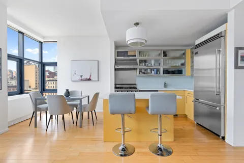 a view of kitchen with dining area
