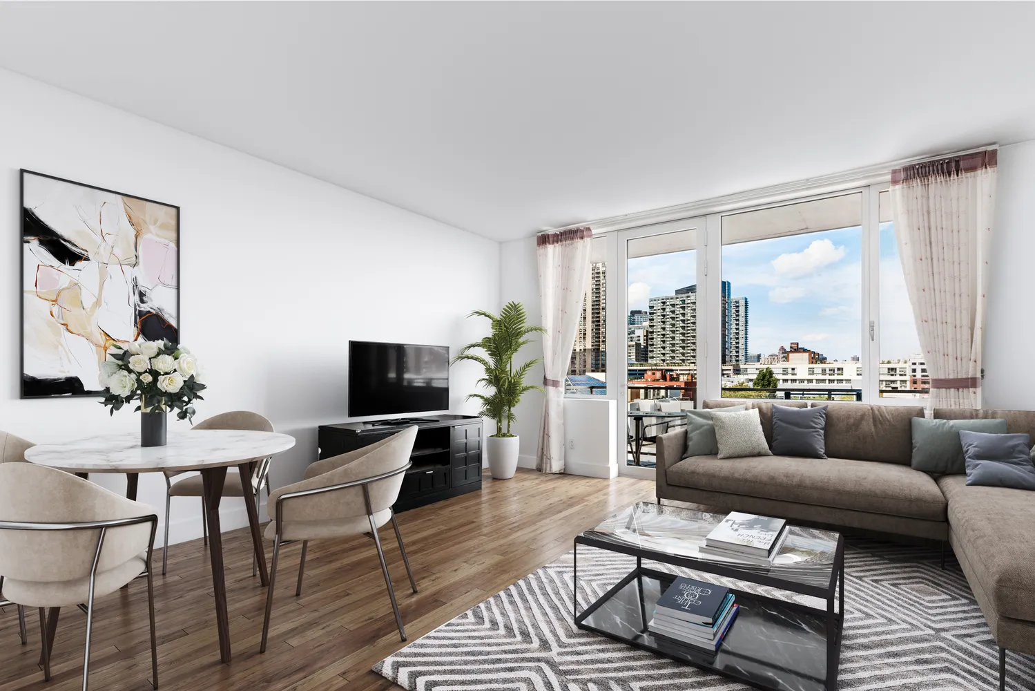 a living room with furniture and a flat screen tv