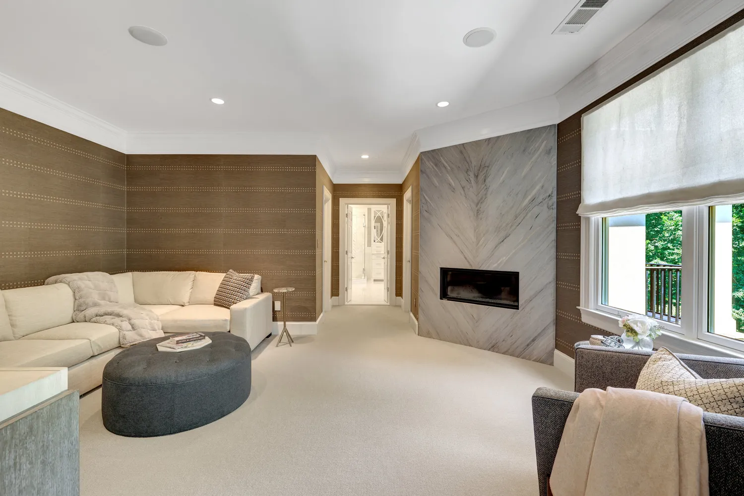 a view of a patio with two chairs and a table