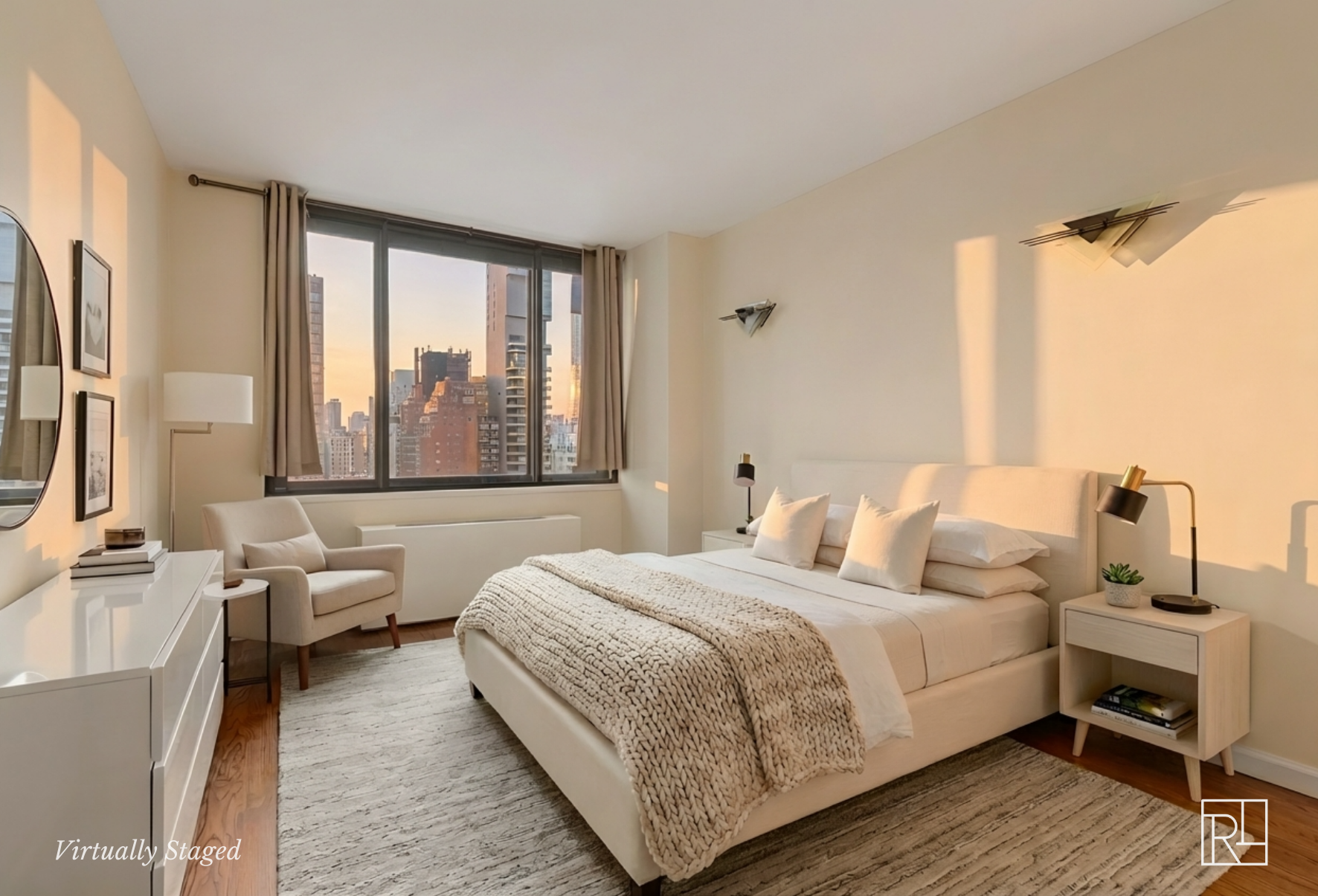 300 East 62nd Street, Unit 1501 Manhattan, NY 10065 - Photo 6 of 14 a bedroom with a bed and a large window