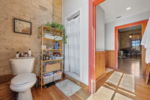 a living room with a couch and a table