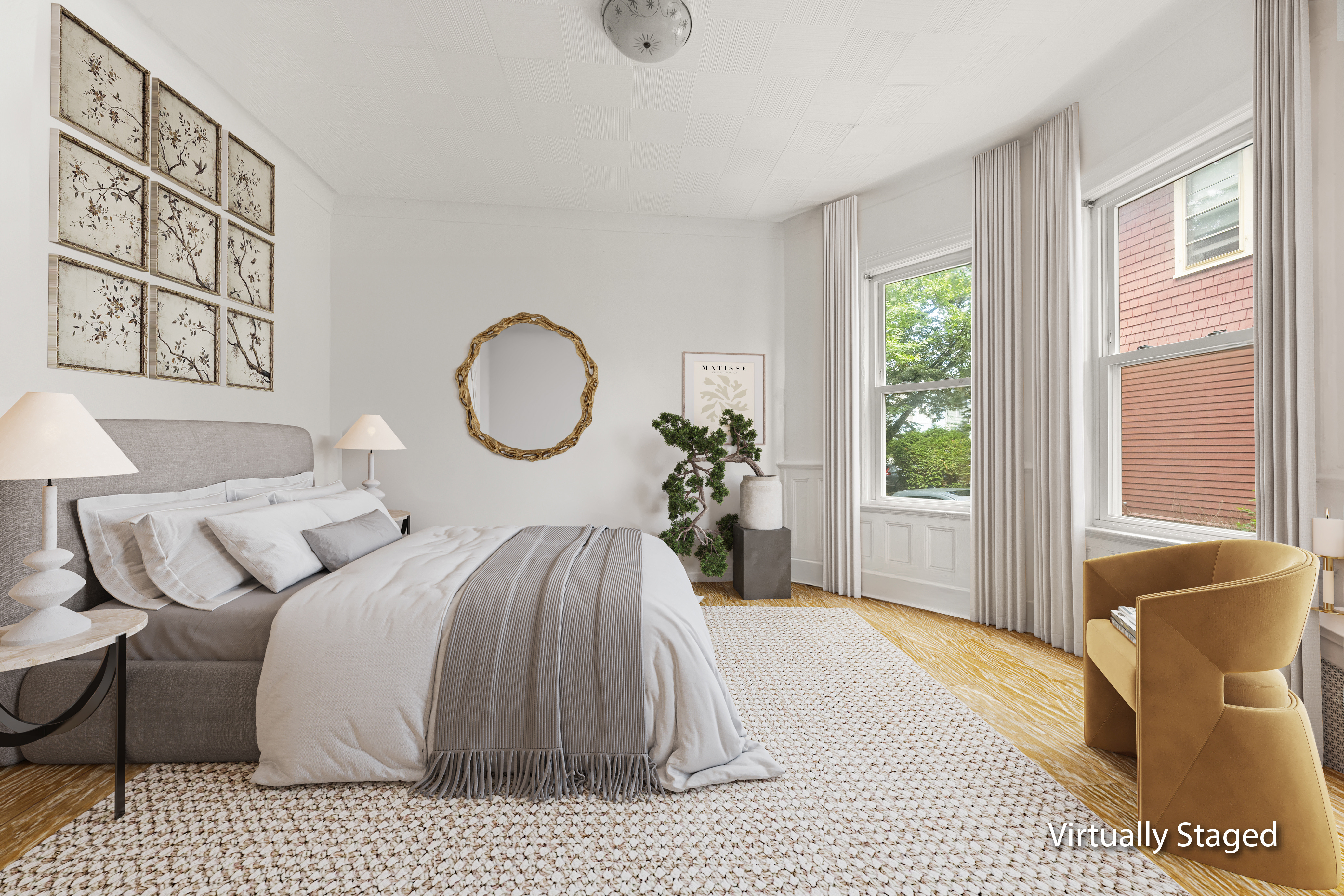 215 Stratford Road, Unit 1 Brooklyn, NY 11218 - Photo 3 of 9 a bedroom with a bed a mirror and a window