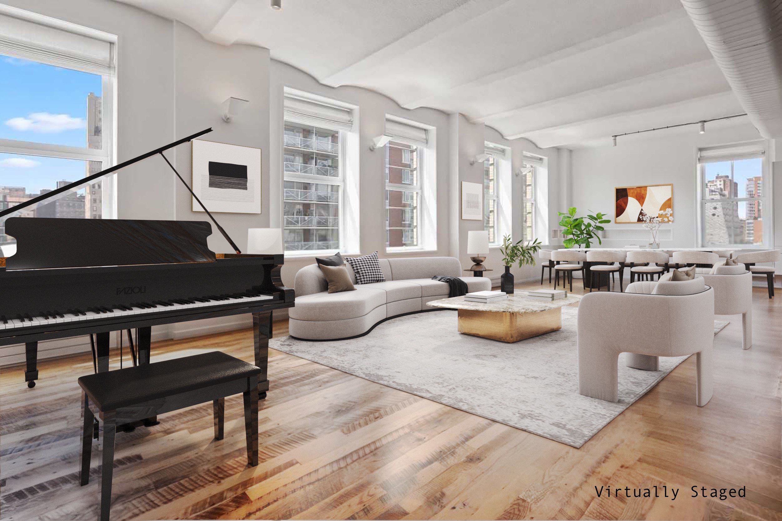 257 West 17th Street, Unit 7AB Manhattan, NY 10011 - Photo 2 of 21 a living room with furniture and a wooden floor