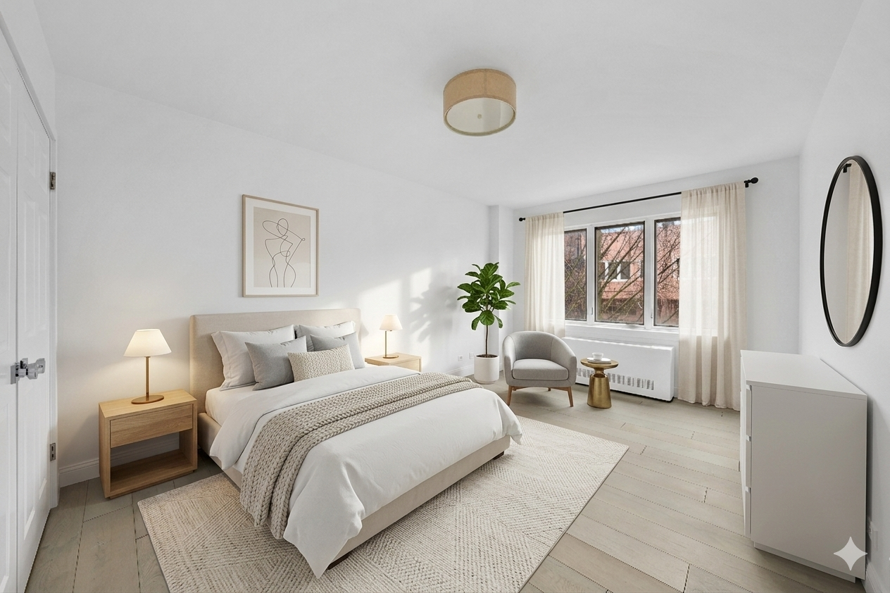 110 West 90th Street, Unit 5C Manhattan, NY 10024 - Photo 3 of 15 a bedroom with bed and a large window