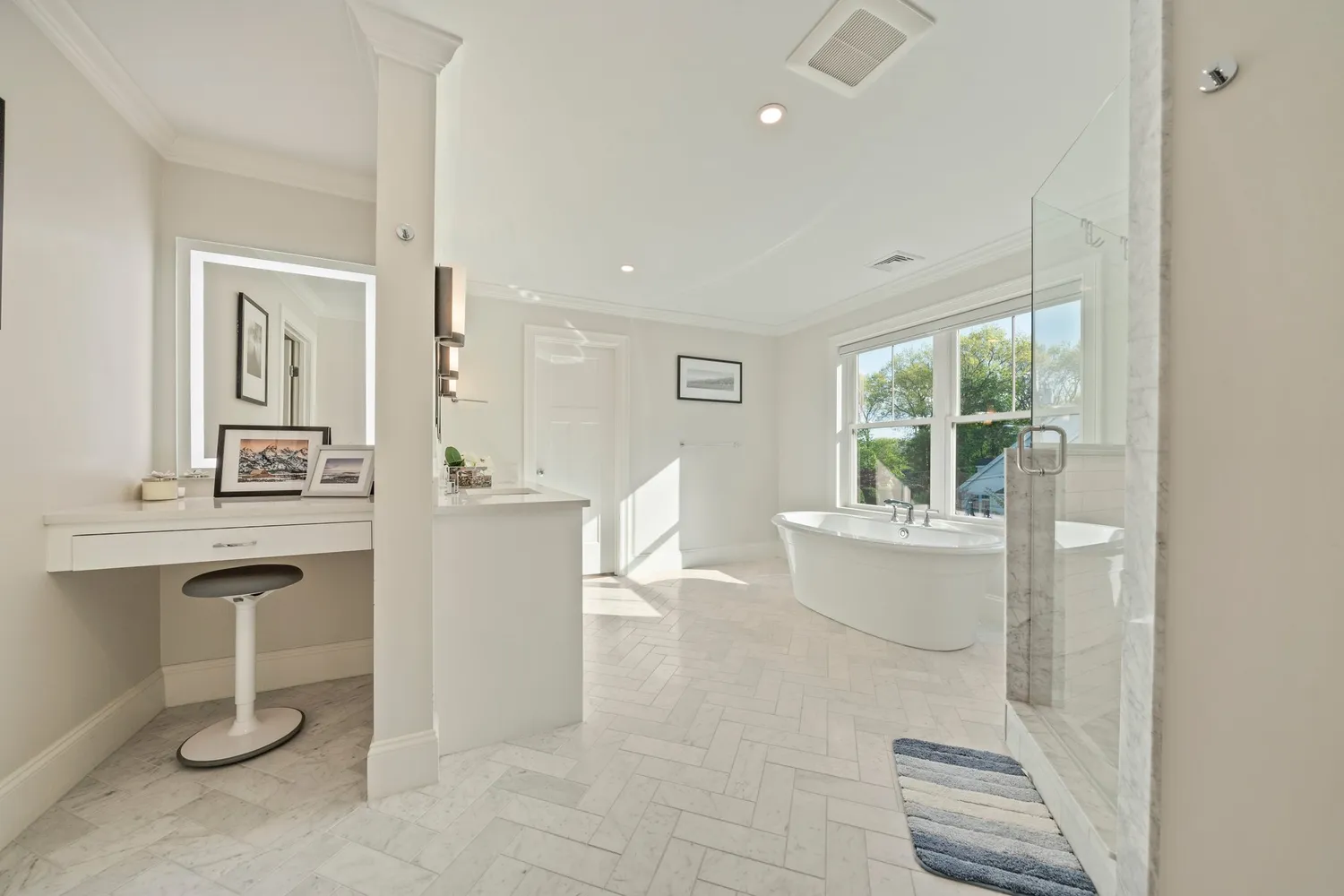 a view of a wooden chairs and bench on the wooden floor