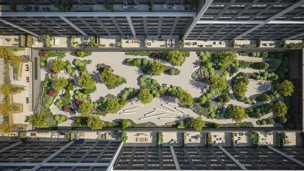 a view of a patio with table and chairs and potted plants
