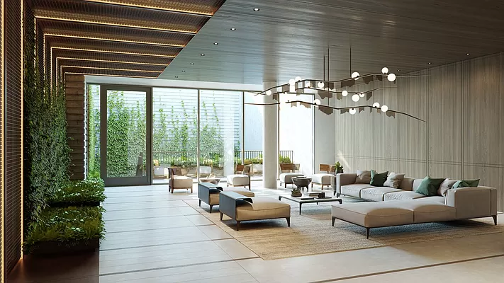 561 Pacific Street, Unit 606 Brooklyn, NY 11217 - Photo 14 of 17 a living room with furniture and chandelier