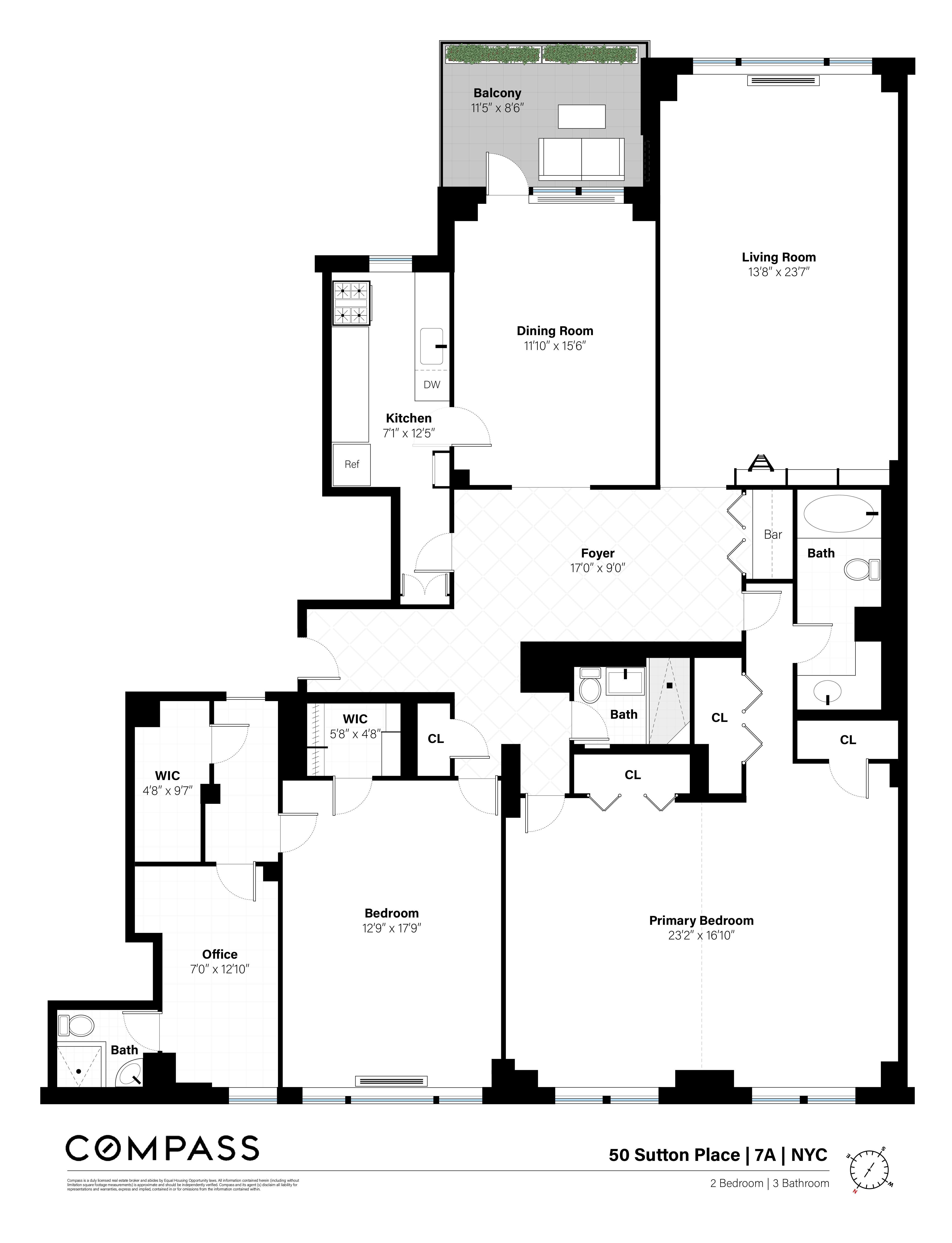 50 Sutton Place South, Unit 7A Manhattan, NY 10022 - Photo 16 of 16 a picture of a floor plan