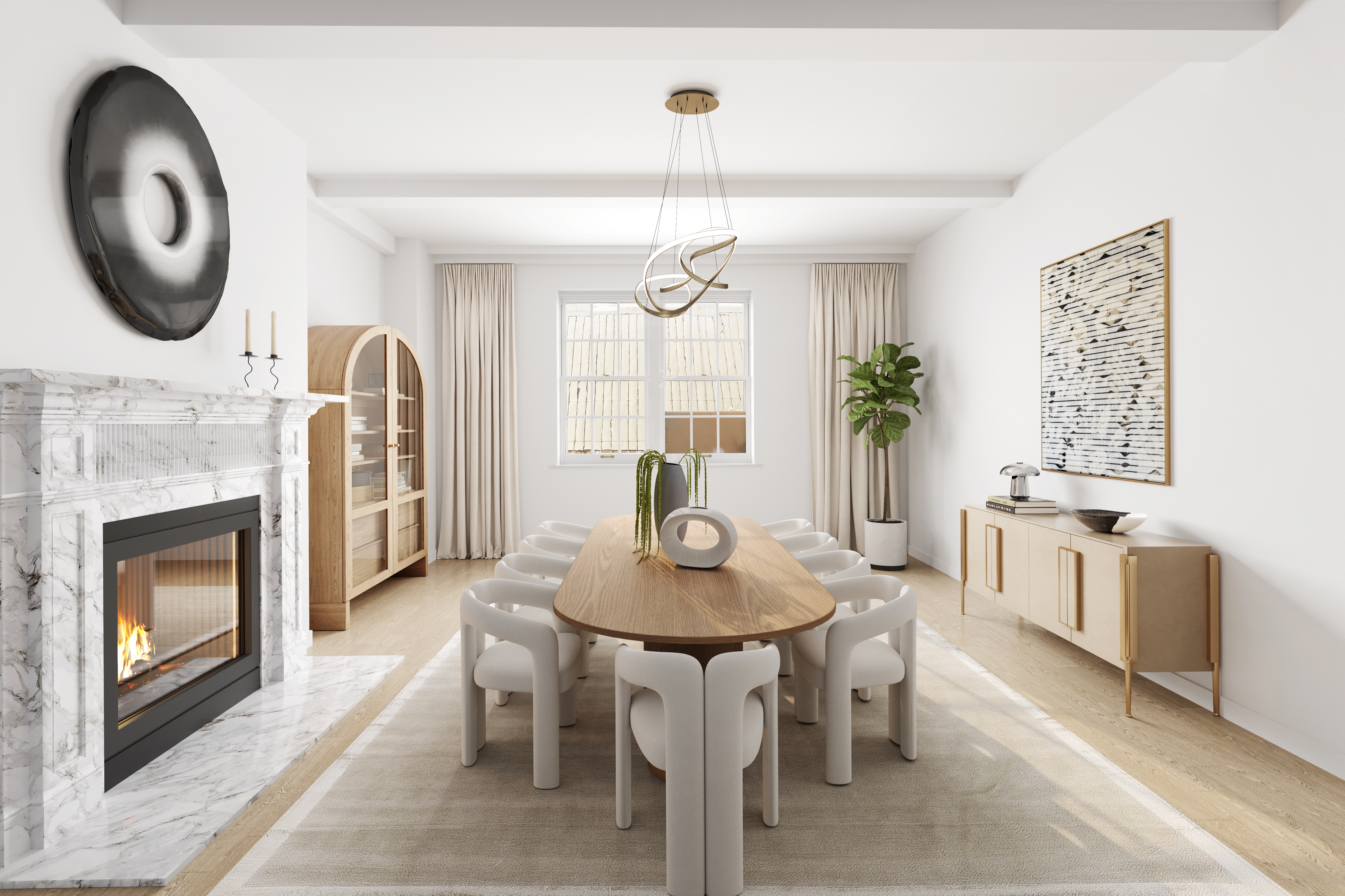 131 East 66th Street, Unit 8EF/9EF Manhattan, NY 10065 - Photo 2 of 4 a view of a dining room with furniture window and wooden floor