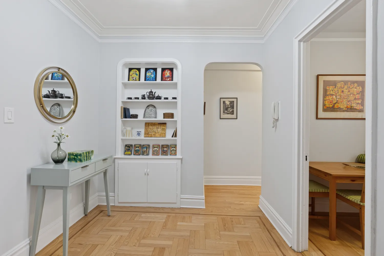a view of a hallway with entryway