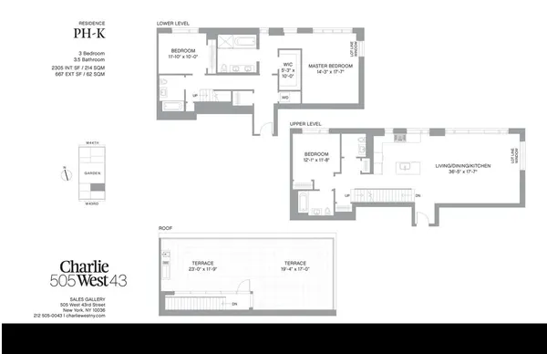 $16,000 | 505-513 West 43rd Street, Unit PHK | Hell's Kitchen