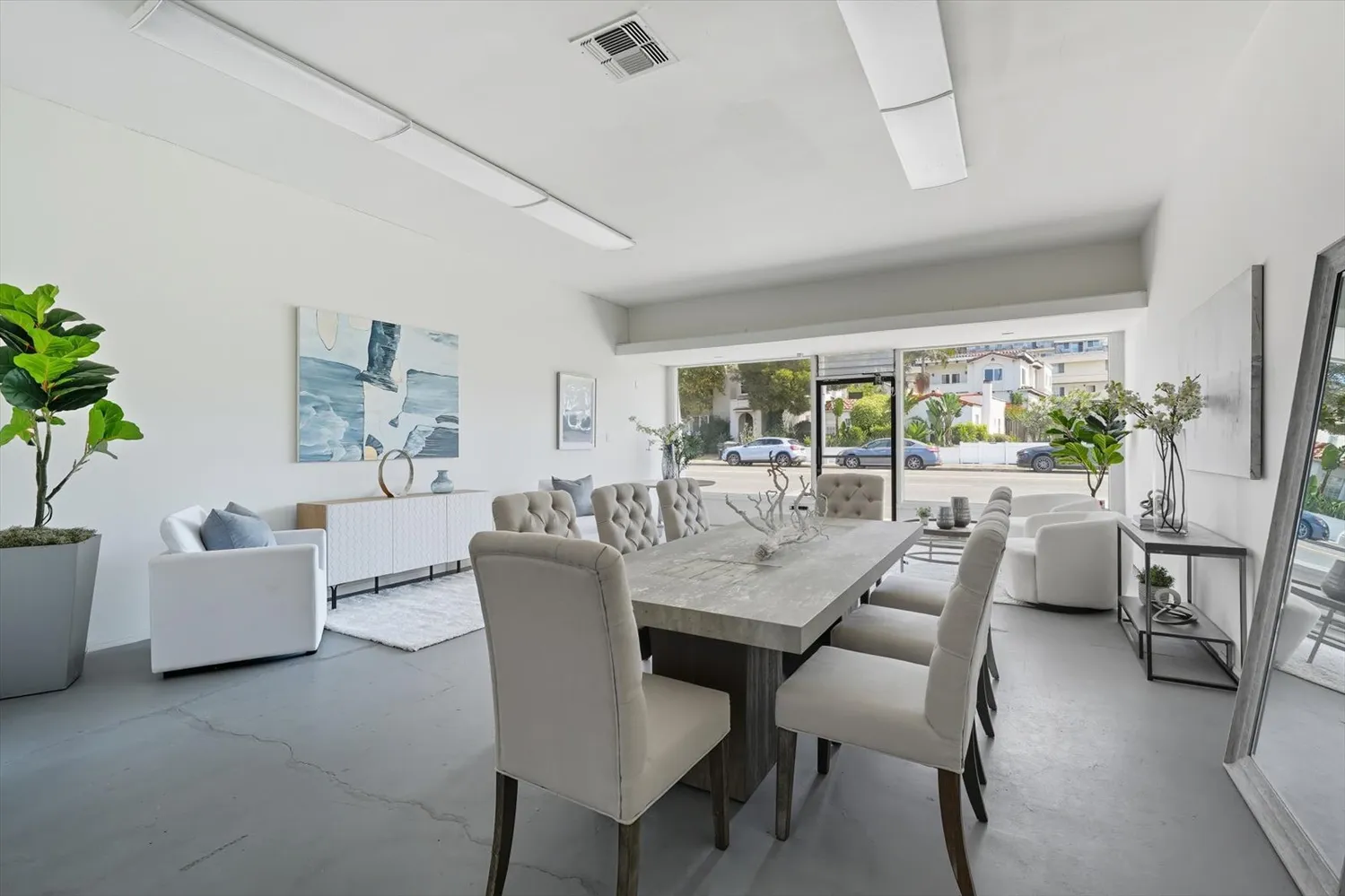 a view of a hallway with the glass door
