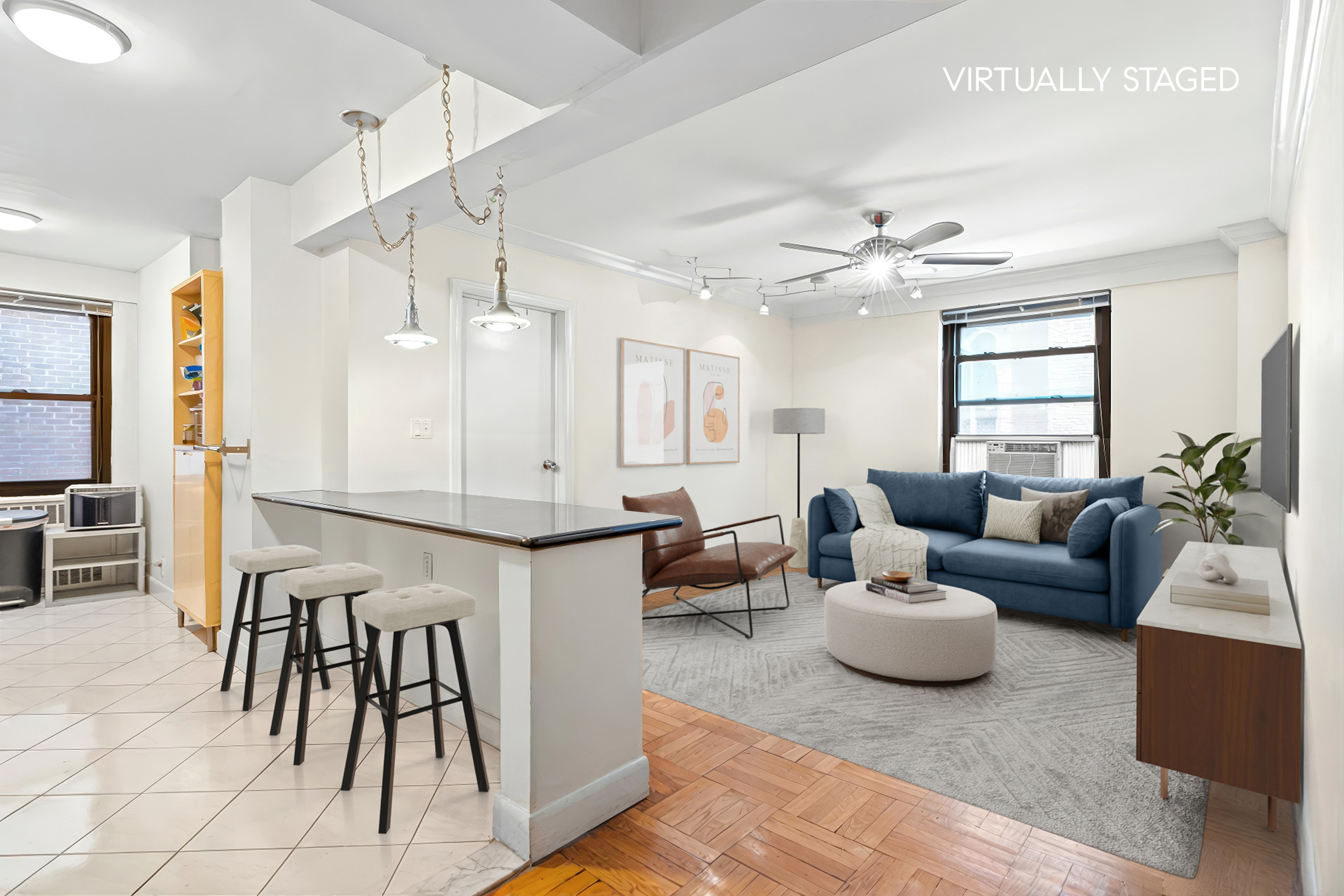 135 East 54th Street, Unit 3H Manhattan, NY 10022 - Photo 1 of 7 a living room with furniture and a large window