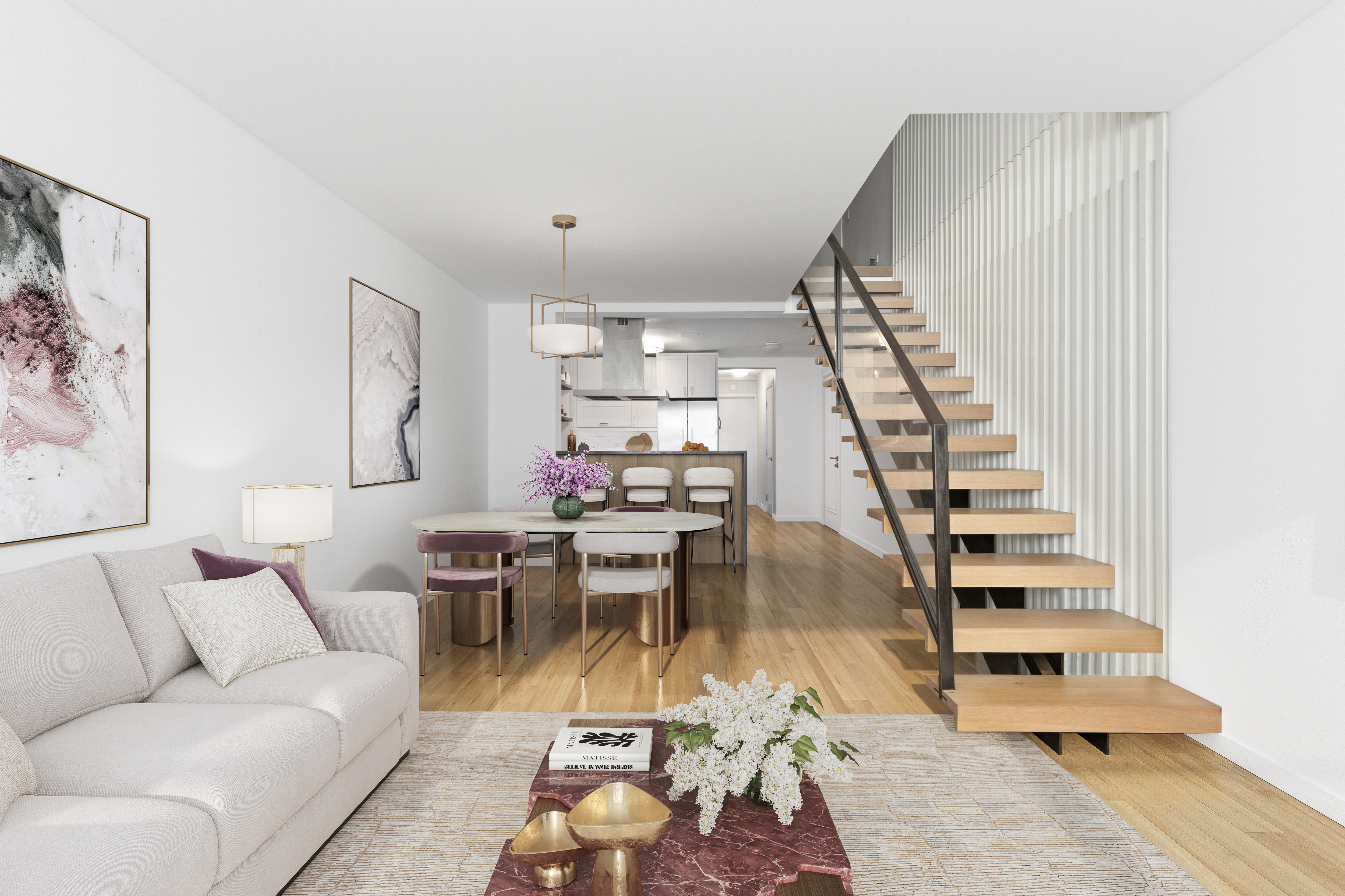 221 East 50th Street, Unit 6D/7D Manhattan, NY 10022 - Photo 3 of 19 a living room with furniture and wooden floor