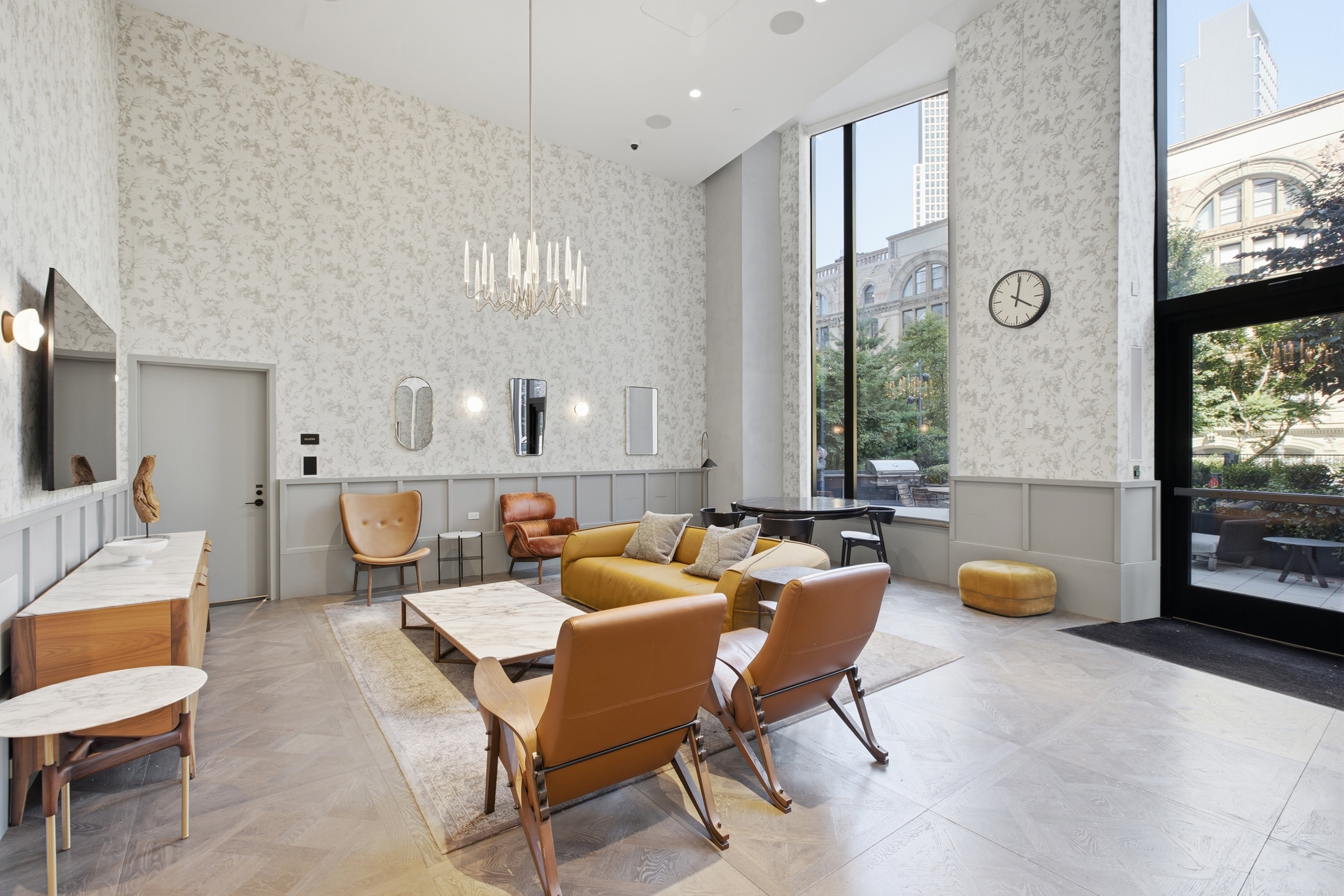 11 Hoyt Street, Unit 14M Brooklyn, NY 11201 - Photo 17 of 22 a living room with fireplace furniture and a large window
