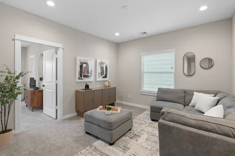 a living room with furniture and a couch