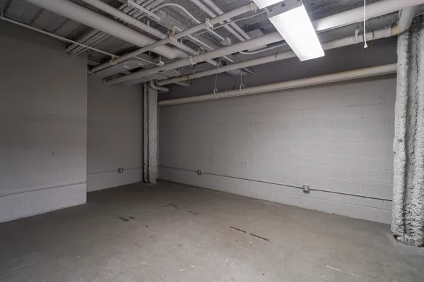 a view of a room with racks