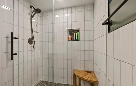 a bathroom with a shower