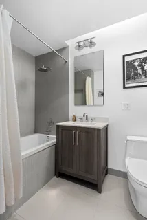 a bathroom with a sink a toilet and mirror