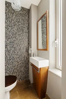 a bathroom with a sink and a shower