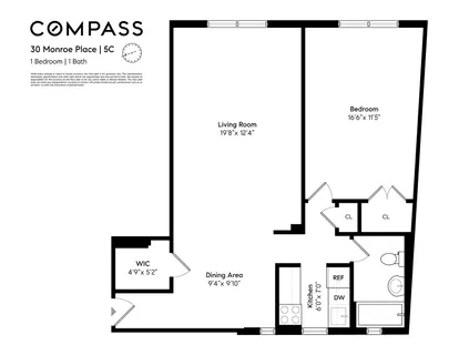 $725,000 | 30 Monroe Place, Unit 5C | Brooklyn Heights