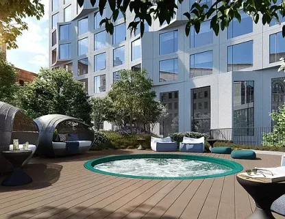 a backyard of a house with seating space