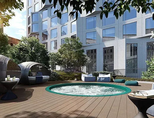 a backyard of a house with seating space