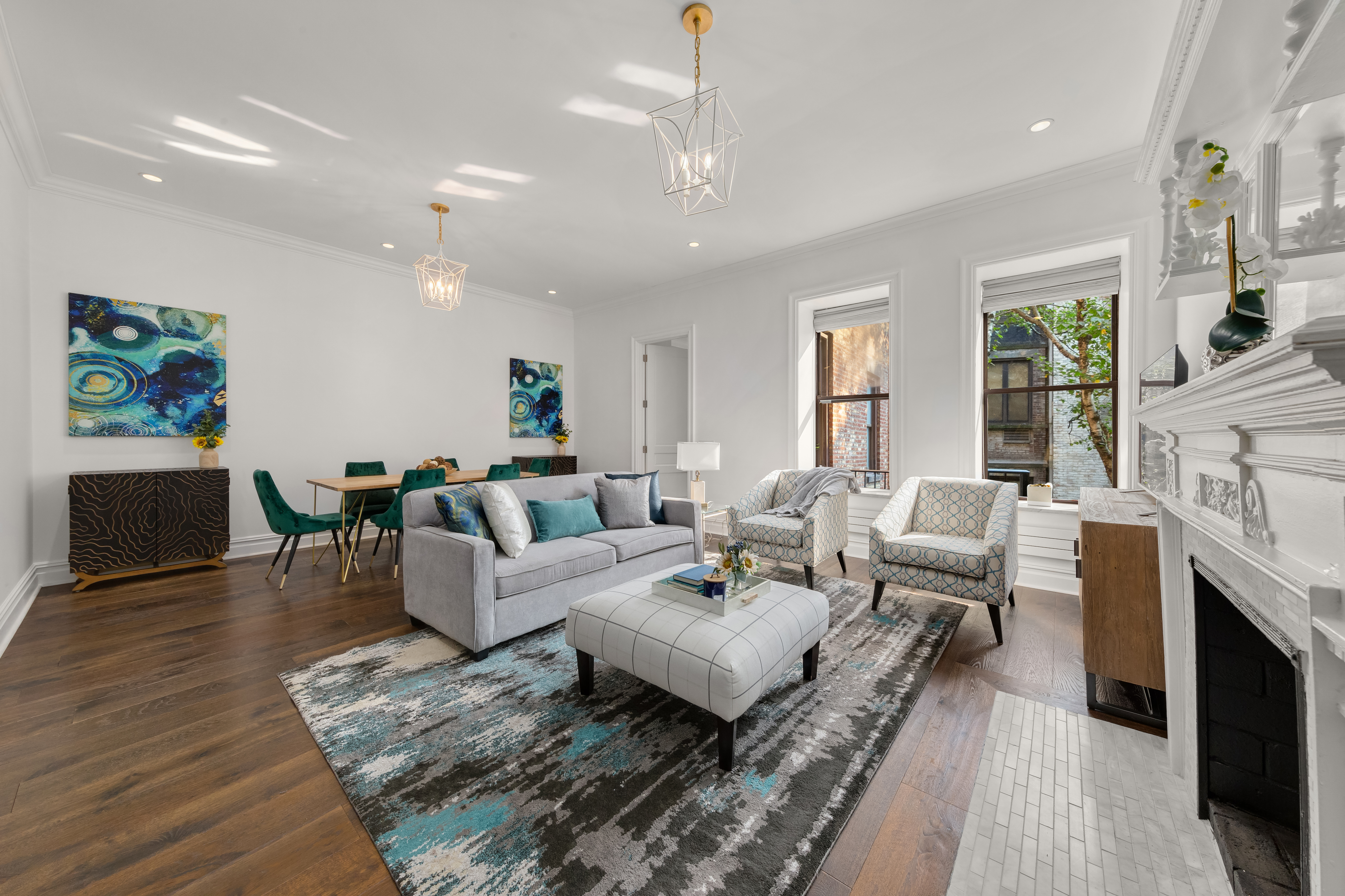 110 West 81st Street Manhattan, NY 10024 - Photo 19 of 30 a living room with furniture fireplace and flat screen tv
