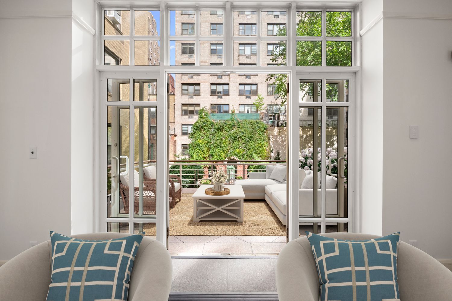 a living room with furniture