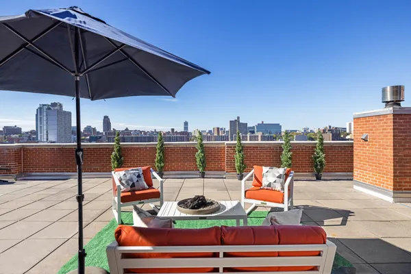 a outdoor view with a sitting space