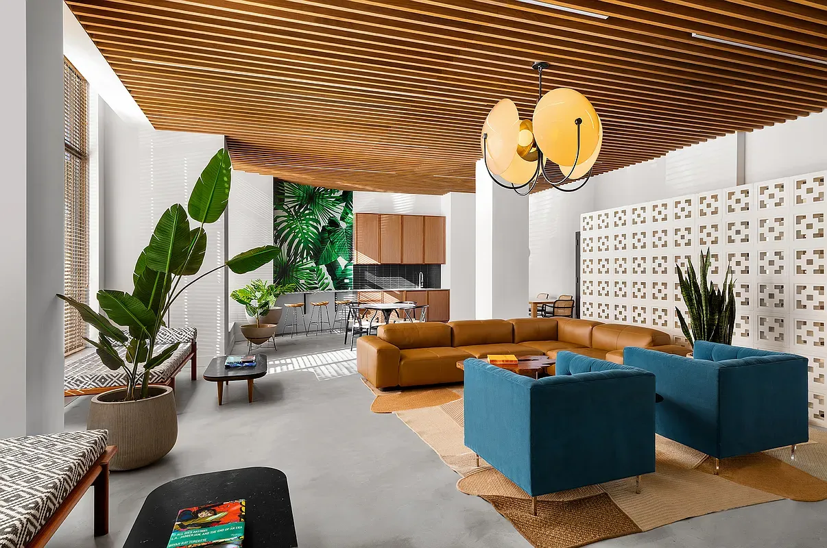 a living room filled with furniture