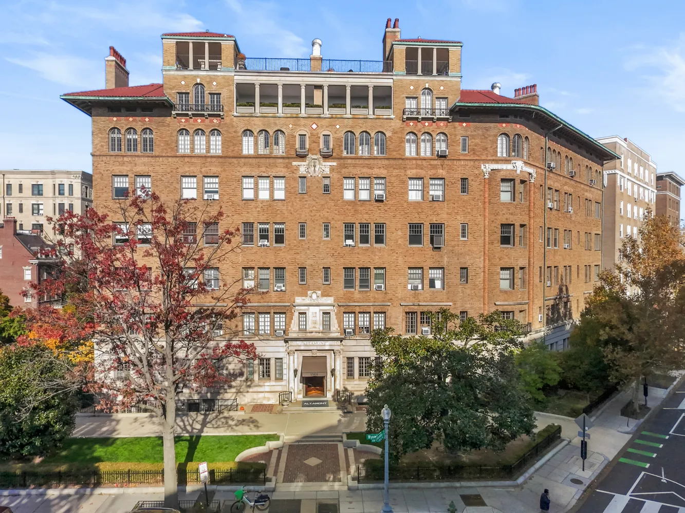 a front view of a building