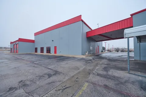 a terrace with a city view