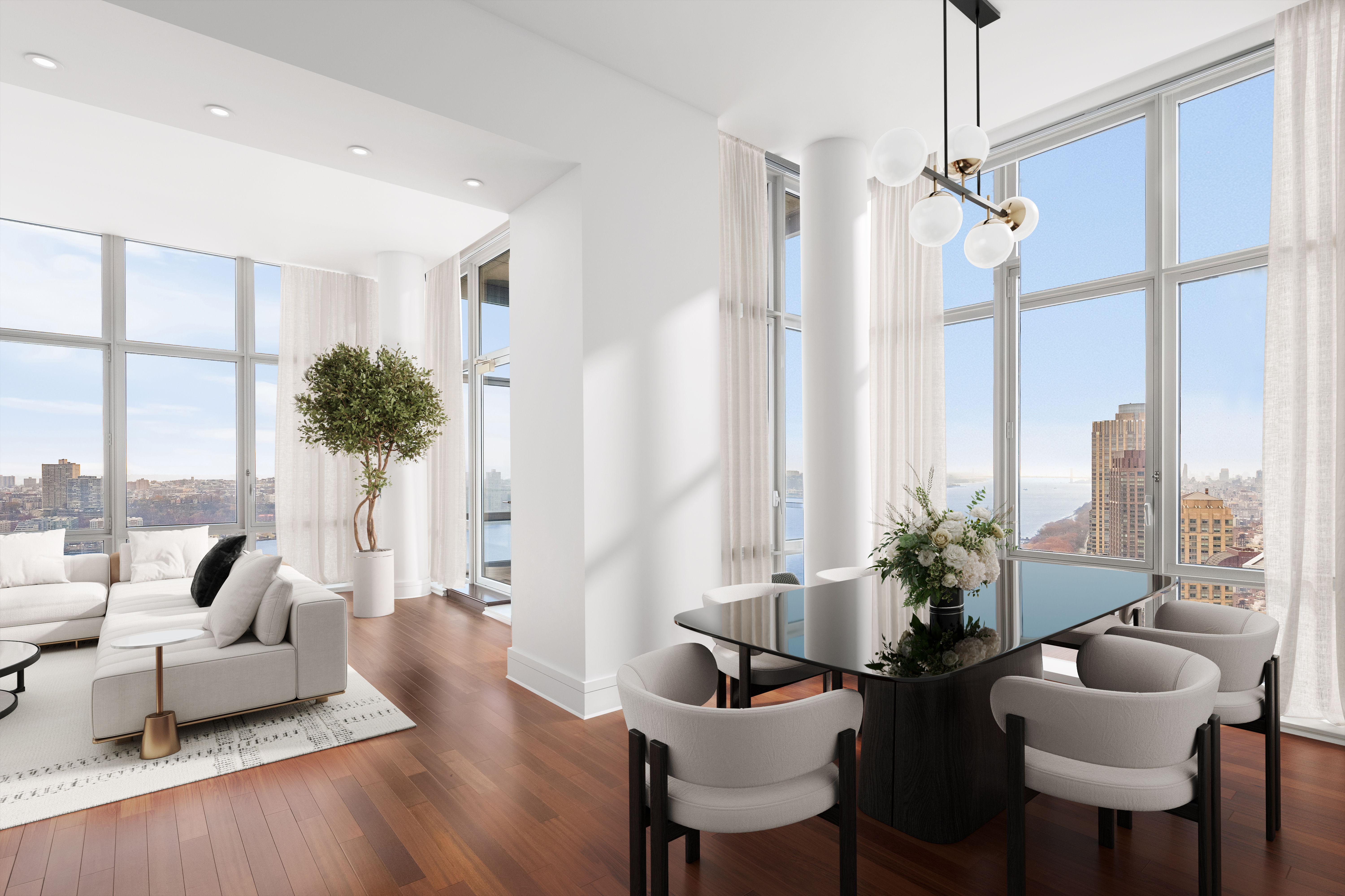 60 Riverside Boulevard, Unit PH4001 Manhattan, NY 10069 - Photo 3 of 33 a living room with furniture and a large window