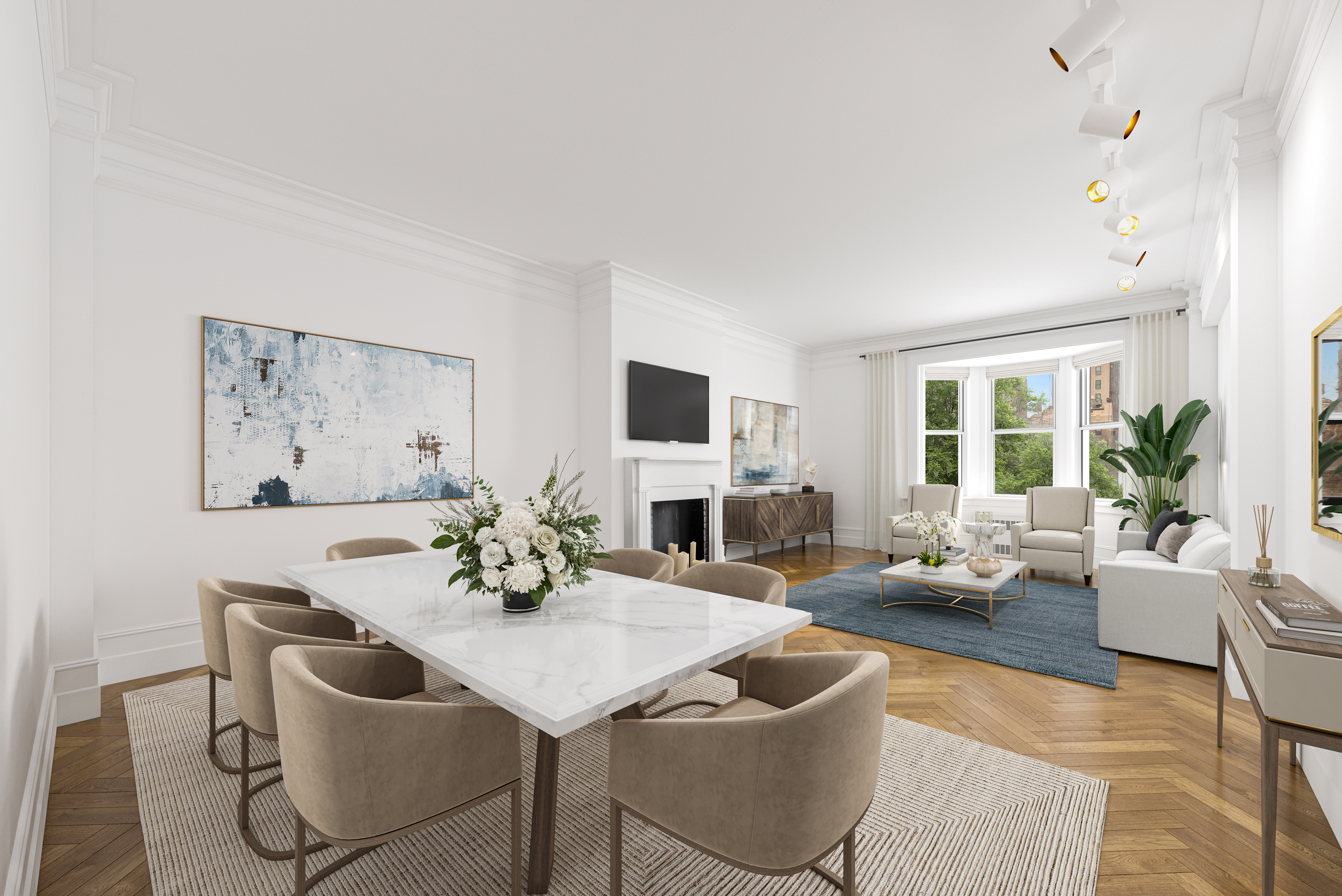 36 Gramercy Park East, Unit 5W Manhattan, NY 10003 - Photo 5 of 12 a view of a dining room with furniture window and wooden floor