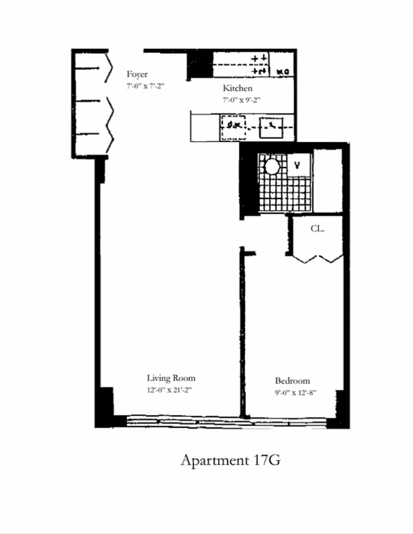 7 East 14th Street, Unit 17G Manhattan, NY 10003 - Photo 8 of 8 a picture of a floor plan