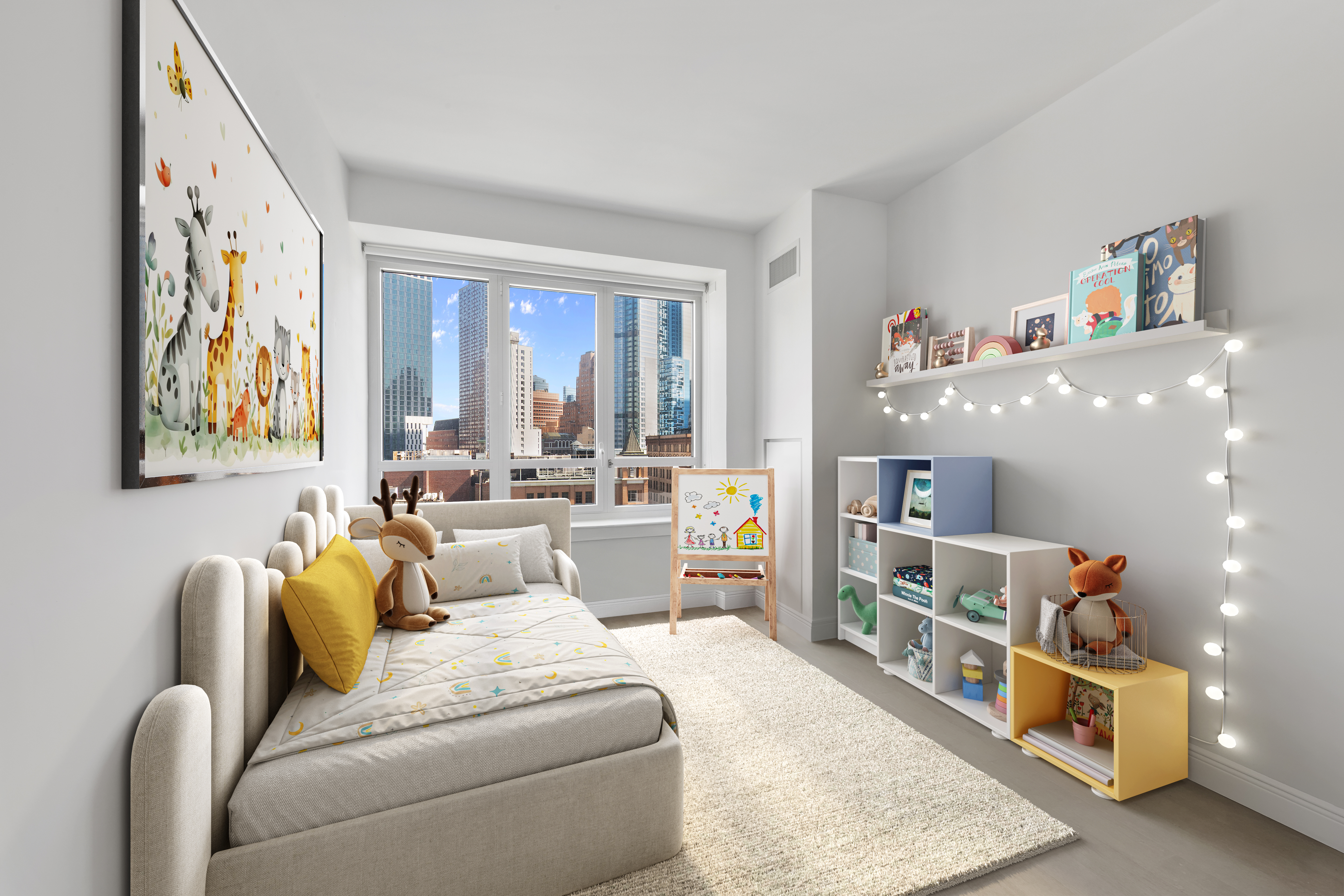 265 State Street, Unit 1008 Brooklyn, NY 11201 - Photo 5 of 19 a living room with furniture and a large window