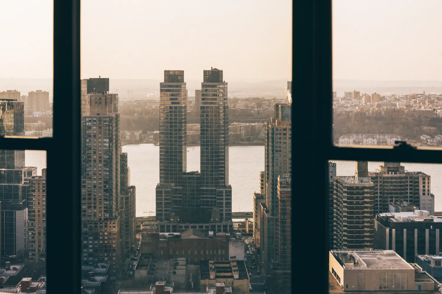 a view of a city with tall buildings