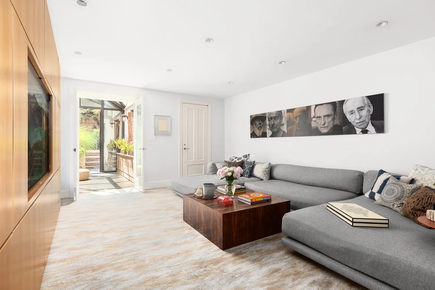 a living room with furniture and a couch