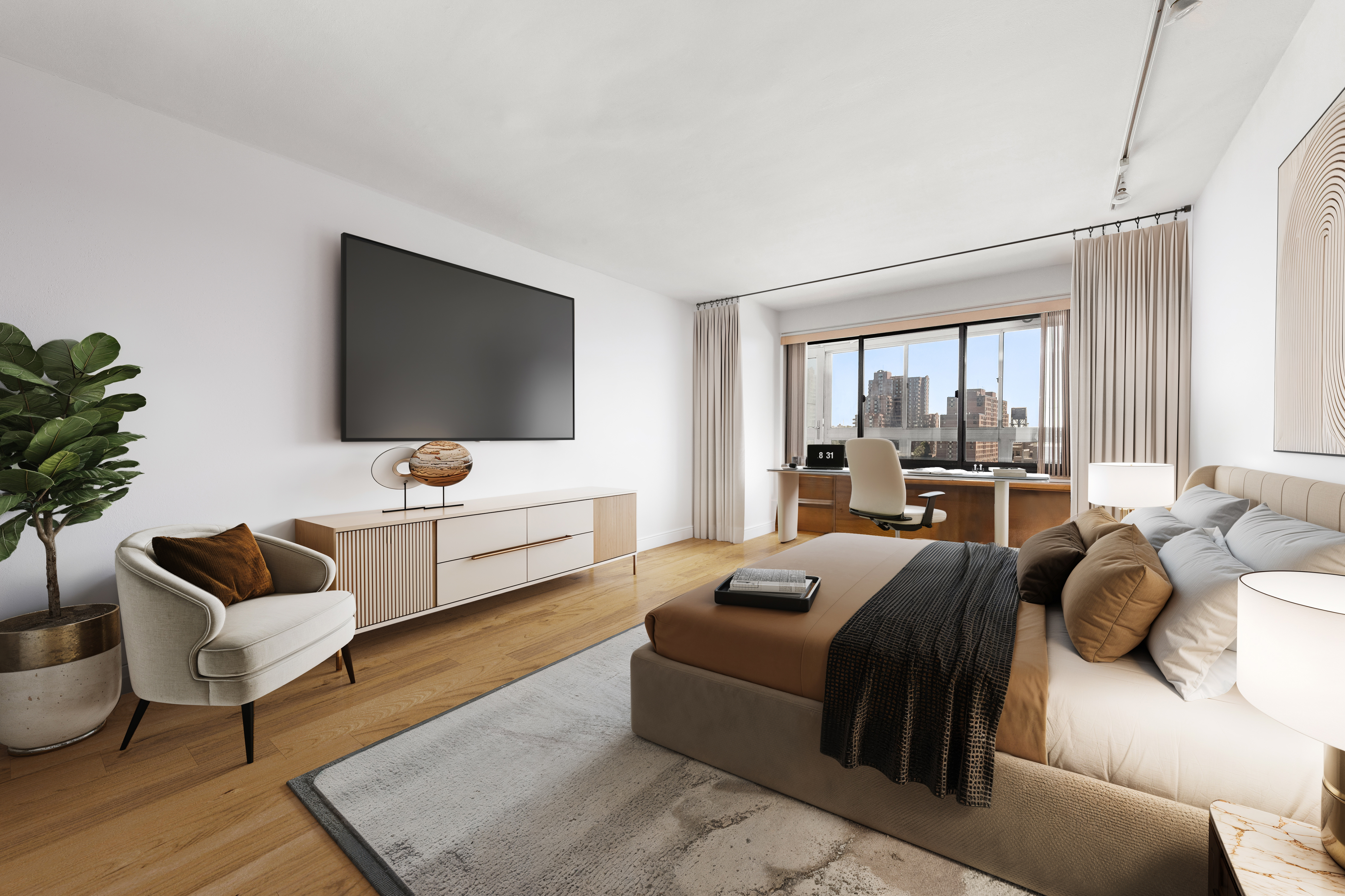 530 East 72nd Street, Unit 4F Manhattan, NY 10021 - Photo 8 of 23 a living room with furniture and a flat screen tv